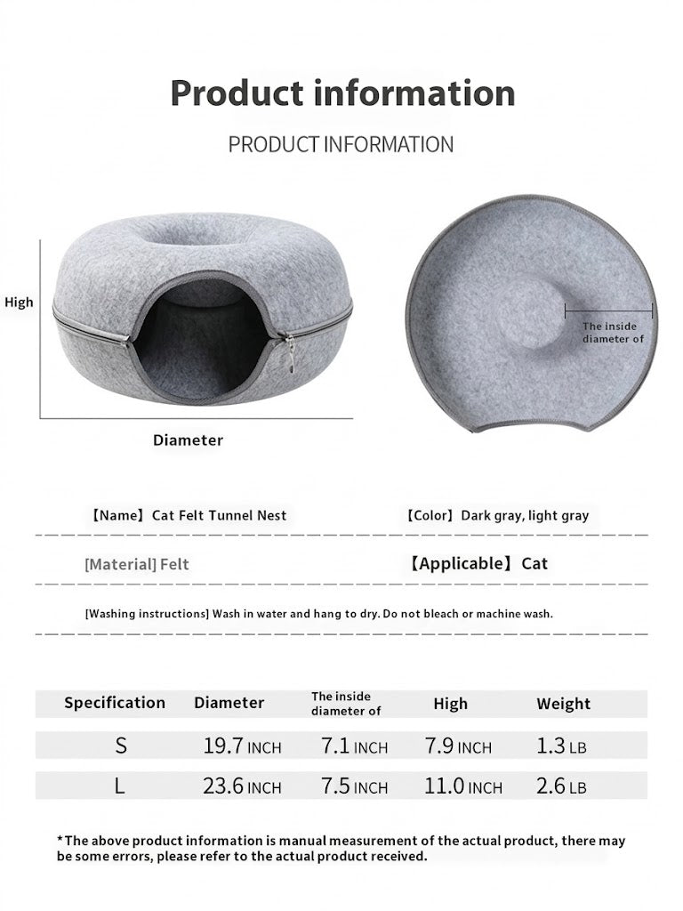 Comfortable Round Pet Bed With Cozy Tunnel Design
